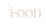 התמונה מציגה את המילים "the FOOD" באותיות גדולות בצבע בז' בהיר על רקע לבן חלק. המילה "the" מופיעה בגופן קטן וקורסיבי מעל האותיות הגדולות והמודגשות "FOOD".